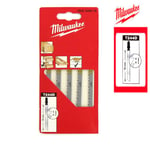 Pack de 5 lames scie sauteuse MILWAUKEE bois/PVC 75 mm denture de 4 mm 4932346078