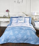 Rapport Home Vintage Style Blue King Size Quilt Duvet Cover and Pillowcase Set Bedding Bedlinen, Polyester-Cotton