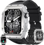 1,91"" Amoled Montre Connectée Femme Homme Avec Appel Bluetooth, Smartwatch Avec 123 Modes Sportifs Tracker D'activité, Fréquence Cardiaque, 5atm Étanche Smart Watch Pour Ios Android (Noir Argenté)