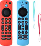 Protection télécommande Fire TV Stick Coque de Protection pour télécommande Silicone pour télécommande vocale Alexa Pro (Version 2022) Bandoulière & Lumineux 2Pack- (Bleu et Vert)(Q249)