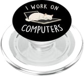 I Work On Computers Funny Cat Lover Tech Support Womens Mens PopSockets PopGrip for MagSafe