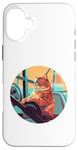 iPhone 16 Plus Cute Orange Fitness Cat on Gym Lifting Bench Case