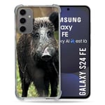 Cokitec Coque Renforcée pour Samsung Galaxy S24 FE Chasse Sanglier Bois