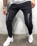 HDDNZH Casual Pants Men Trousers,Drawstring Pants Jeans Slim Fit Denim Pants Men Casual Fashion Trousers Ripped Black Jeans Skinny Large Size Trousers For Men Jogging Sweat Pants Bottoms,Black,3Xl