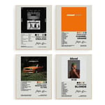 4-pack Frank Ocean Album Posters Nostalgia, Ultra Channel Orange Endless Blond Print Album Cover Väggkonst Dekor Present till Frank Fans Musikälskare