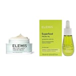 ELEMIS Crème marine pro-collagène, anti-rides, ultra léger,3 en 1, ingrédients actifs réduisant les rides et ridules+ ELEMIS Huile pour le visage à base de superaliments, huile nourrissante