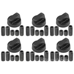 6 x Beko Black Oven Cooker Hob Flame Burner Hotplate Control Dials Switch Knobs