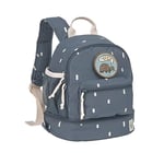 LÄSSIG Children's Backpack with Chest Strap Nursery Bag Nursery Backpack 27 cm, 4.5 Litres Top, 1.5 Litre Bottom, 3 Years/Mini Backpack, happy prints dark blue, 27 cm, Children's backpack with chest