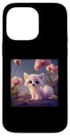 iPhone 14 Pro Max Baby White-Fox With A Big Fluffy Tail Peach Blossoms Case