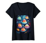 Womens Underwater Cupcake Adventure for Food Lovers V-Neck T-Shirt