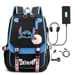 stitch ryggsäck barn ryggsäckar ryggväska med USB uttag 1st blå 2