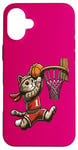 Coque pour iPhone 16 Plus Belle idée cadeau design drôle chat qui fait du basketball