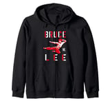 Bruce Lee Flying Kick Shadowed Face Shot Zip Hoodie