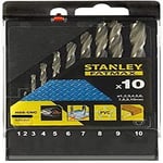 STANLEY Fatmax STA56043-QZ 10 Piece High Speed Steel Metal Drill Bit Set, Includes 1mm, 2mm, 3mm, 4mm, 5mm, 6mm, 7mm, 8mm, 9mm, 10mm