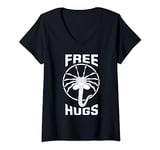 Womens Free Face Hugger Hugs V-Neck T-Shirt