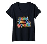 Womens Team Social Worker, School Social Work and Caseworker Squad V-Neck T-Shirt