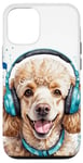 iPhone 15 Poodle Headphones Dog Colorful Funny Animal Print Graphic Case