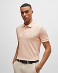 BOSS Green Paddy Mens Organic Cotton Polo With Contrast Logo Details - Orange - Size Medium