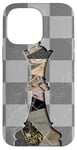 Coque pour iPhone 14 Pro Max Jeu d'échecs Gambit Marbling Queen Échiquier à carreaux