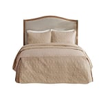 Madison Park Quebec Classic Traditional Design All Season Quilted Split Corner Bedspread Coverlet Lightweight Matching Shams, Queen(60"x80"+24"), Damask Quilted Khaki 3