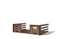 Terrasse en bois avec balustrade pour abri en bois - 6m2 - 3m x 2m - imprégnée - couleur: marron - DOM147