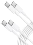 Quntis 2Pcs 2m Câble USB C vers USB C 100W Câble Chargeur USB C Charge Rapide pour Samsung Xiaomi Huawei Câble TYPE C pour MacBook Air iPad Pro Google Pixel 7, Fil Usb Type C Blanc