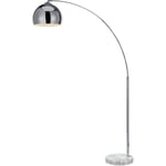 Lampadaire Arquer arc lampe de salon abat-jour chromé pied marbre blanc Teamson Home VN-L00010-EU - Gris