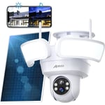 Anran - Caméra de Surveillance Floodlight Camera avec projecteurs No Wired, 360° ptz Caméra Exterieur sans Fil Solaire/Batterie, Éclairage