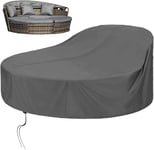 Housse Lit De Jardin, Housse De Protection Canapé Lit Rond Avec Manipuler & Bandoulière, Housse Bain De Soleil Imperméable Oxford 420d - Gris (230 * 90-50cm)