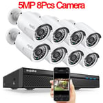 8CH 8MP Wired NVR POE Security Camera System 5MP IP66 Outdoor IR-CUT CCTV Canera