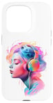 Coque pour iPhone 15 Pro Visage de femme avec des écouteurs Motifs de style