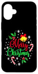 iPhone 16 Plus Merry Christmas Happy holidays Jingle Bells and Snowflakes Case