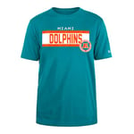 MIAMI DOLPHINS New Era Cap NFL T-Shirt régulier à Encre Haute densité sérigraphié sur Le Devant Graphique Original Couleur équipe Unisexe Turquoise