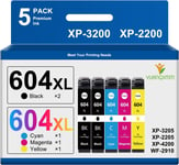 604XL Multipack Cartouches Compatible pour Epson 604 XL Cartouches pour Expression Home XP-3200 XP-2205 XP-4200 XP-4205 XP-3205 XP-2200 Workforce WF-2950 WF-2930 WF-2935 WF-2910 (5 Pack)