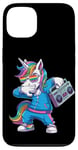 Coque pour iPhone 13 Licorne dans les années 80 avec enregistreur cassette