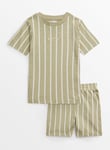 Tu Khaki Stripe T-Shirt & Shorts Set 3-4 years Green Years male