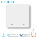 WiFi RF433 2Gang bouton poussoir interrupteur mural EU AC 100V-240V interrupteur intelligent Compatible avec contr?le Alexa Google Home