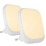 2Pcs UK Plug Night Light with with Twilight Sensor 3-Level Brightness Adjustment