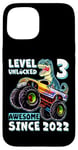 iPhone 15 Level 3 Unlocked T Rex Monster Truck Dinosaur 3rd Birthday Case