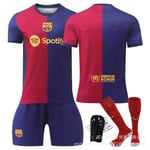 Ny Barcelona fotbollströja 2023-2024 8 Pedri 9 Lewandowski 30 Gavi 10 Messi tröja passar för vuxna No number + strumpor No number + socks guard L size is suitable for heights