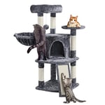 Yaheetech Arbre à Chat Hauteur 107cm Griffoir Grattoir Tour de Jeux pour Chat avec Centre d'activités Arbre a Chat en Sisal Gris Foncé