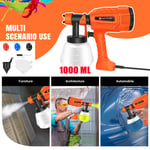 Electric Paint Sprayer Airless HVLP Handheld Spray Gun Home Indoor Fence 1000ML