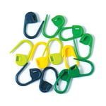 KnitPro Locking Stitch Markers, Green, Blue, Yellow, 30 Pieces