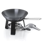 kela Mini Wok Joy, Ø 18 cm, 0,35 L, Acier, noir, avec Réchaud et Brûleur à Pâte, sans PFAS, 10059