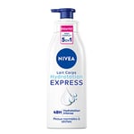 NIVEA Lait pour le corps Hydratation Express (1 x 250 ml), Lait hydratant 5-en-1 pour peau normale à sèche, Soin hydratant à la formule fluide enrichie en minéraux marins