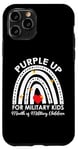 Coque pour iPhone 11 Pro Purple Up Cœur militaire pour enfant Motif arc-en-ciel