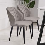 Dolaso - Lot de 2 chaises de salle à manger en simili cuir avec pieds en métal - Gris clair