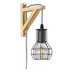 Barcelona Led - Applique murale en bois et cage 'mica' avec ampoule de 4W 2700K - Gris