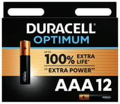 Duracell Optimum Alkaline AAA Batteries - Pack of 12