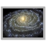 Space Map Milky Way Galaxy Spiral Stars Solar System Earth Diagram Artwork Framed Wall Art Print A4